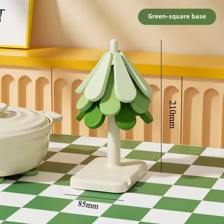 Mantel de Silicona para Platos Diseño de Árbol Soporte Almohadilla Aislante - 1