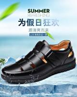 Sandalias de cuero informales formales con suela suave antideslizantes de verano para hombre, zapatos para papá de mediana edad, color negro - details 6