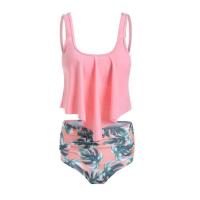 Conjuntos de dos piezas sexys para mujer, trajes de baño con volantes, ropa de playa estampada, conjunto de Bikini de cintura alta, trajes de baño Tankini con realce - details 5