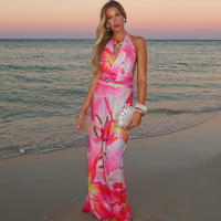BUNO-Conjunto de 2 piezas con cuello oscilante para mujer, traje a juego con cuello Halter y espalda descubierta, falda con volantes de malla - details 11