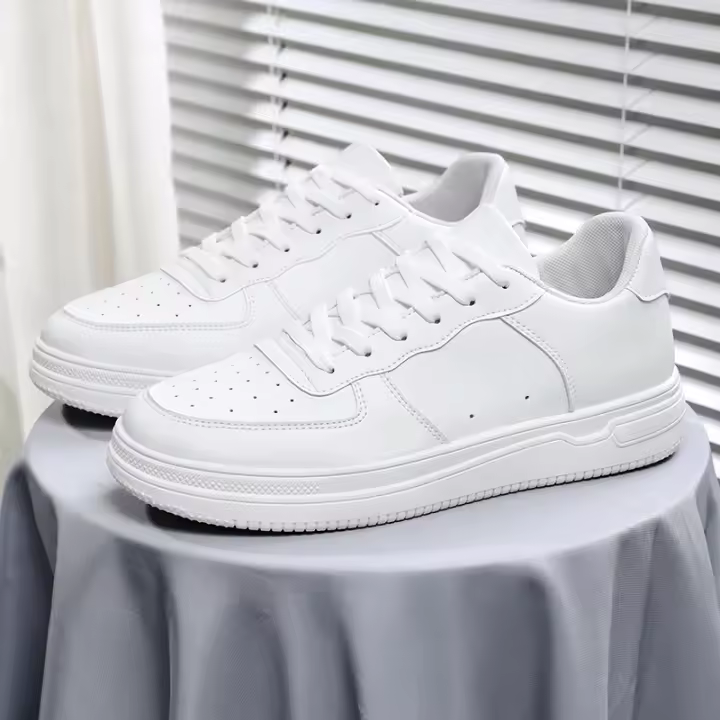 Zapatos De Cuero Para Hombre, Zapatillas negras clásicas planas, deportivas Con Cordones, informales, Para Caminar Y Correr - 1