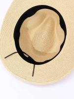 Sombrero de copa de jazz para mujer, sombrero de protección solar y sombrilla tejido de paja para primavera y verano para hombre y mujer - details 1