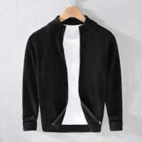 Suéter de cuello alto con cremallera para hombre, cárdigan de moda multifuncional retro informal ajustado de color sólido para invierno - details 3