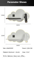 TOMAXIN lámpara de pared LED Cloud, foco de lectura de cabecera, Simple, dormitorio, estudio, Hotel, lámpara de pared con estante giratorio - details 9