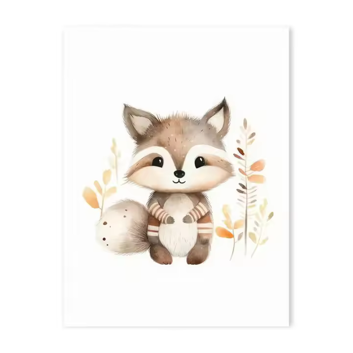 Pósteres artísticos de pared para guardería, pintura en lienzo, imágenes impresas, oso, zorro, ciervo, ardilla, búho, hojas de otoño, decoración del hogar para habitación de bebés y niños - 1