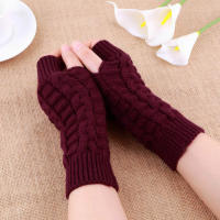 Guantes de medio dedo para Mujer, manoplas suaves y cálidas de lana, para el brazo, Invierno - details 6