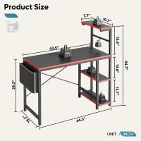 Ordenador con estanterías, pequeño Escritorio esquinero con iluminación LED y enchufes, 113 cm - details 17