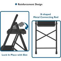 3 Escalones, Capacidad de 272KG con Pedales Antideslizantes Anchos, Taburete Escaleras de Mano de Acero, Manubrio de Esponja, Uso en Interiores y Exteriores, Negro - details 5