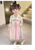 Hanfu colección de verano 2025 nuevo vestido chino antiguo súper inmortal para niñas pequeñas falda estilo Tang para niños - details 11