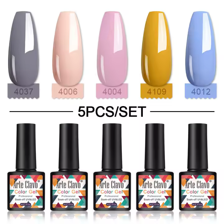 Arte Clavo-esmalte de Gel híbrido para uñas, barniz para manicura semipermanente UV, capa superior de imprimación, 5 piezas - 1