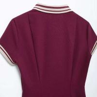 TRZA-Mini vestido de punto plisado acanalado en contraste para mujer, cuello polo, mangas cortas, vestidos femeninos, moda elegante - details 6