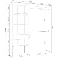 Armario Vestidor, Armario 2 Barras, 4 Baldas y 1 Cajón, Vestidor Reversible, Acabado en Blanco Artik y Roble, Medidas: 158 cm (Ancho) x 187 cm (Alto) x 40 cm (Fondo) - details 1
