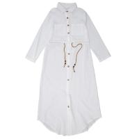 Vestido de manga larga blanco con diseño irregular, de algodón - details 2