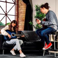 Pack de guitarra clásica española de tamaño 3/4 para niños XF de 3rd Avenue, Guitarra acústica con cuerdas de nylon, funda de transporte, cejilla y púas, Azul - details 4
