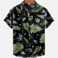 Camisa hawaiana con estampado de hojas para hombre, cárdigan vintage, floral, retro, social, hawaiana, Haruku, moda coreana, - details 19