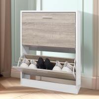 Mueble zapatero de 12 pares - Estantería de gran capacidad para vestíbulo o pasillo - (ancho) 60 x (profundidad) 24 x (alto) 80 cm - Madera clara blanca - details 80