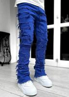 Pantalones vaqueros con parches elásticos para hombre, ropa holgada con parte inferior, pantalones largos de retales de cintura media, lisos, a la moda, para verano - details 9