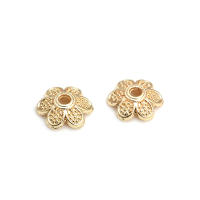 50 Uds. De cuentas redondas de latón de Color dorado de 18K, tapas de hojas de árbol y flores, suministros para hacer cuentas de joyería, accesorios Diy - details 71