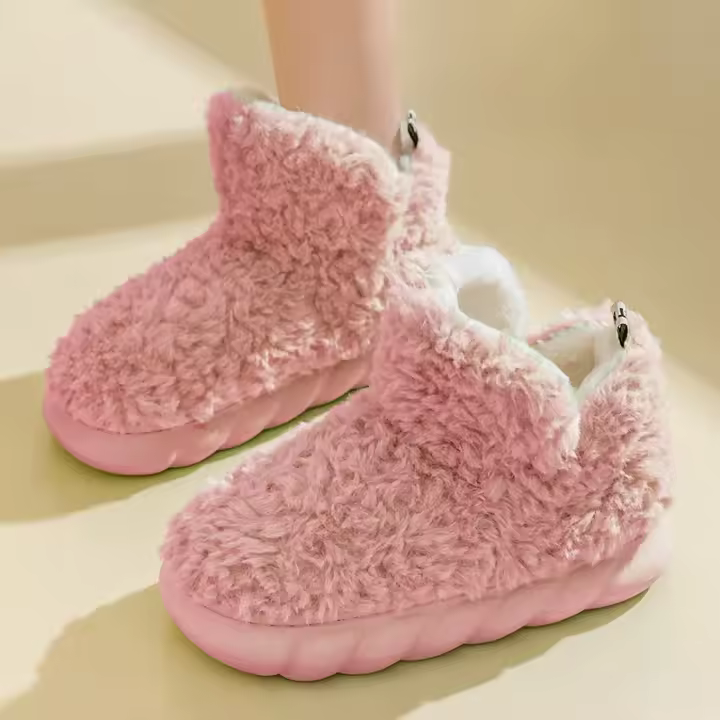Zapatillas de algodón para el hogar para mujer, bolsas de terciopelo para interiores con tacones cálidos para uso, nuevas - 1