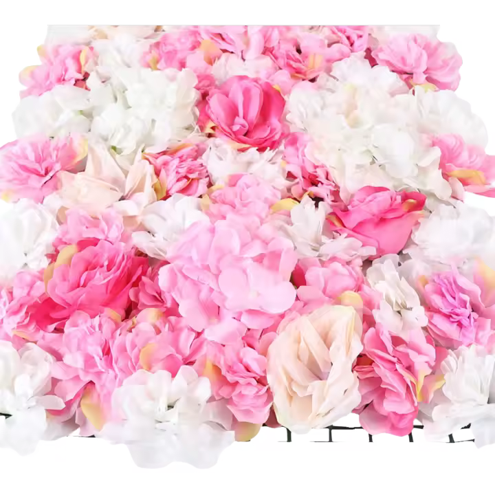 Paneles de pared de flores rosas artificiales, telón de fondo, ramo, fiesta de boda, decoración del hogar, 15 unidades - 1