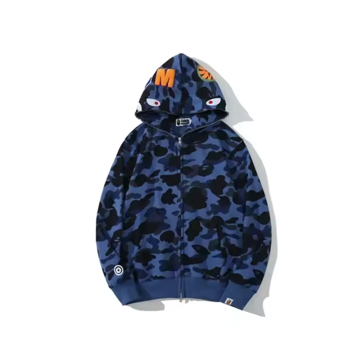 ed Shark camouflage y ed sweatt, unisex, hermoso bordado bordado, corte holgado, algodón, forro ar con sweatt, unisex, bordado, corte, algodón, - 1