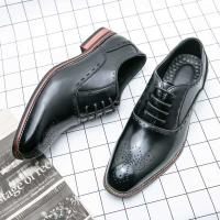 2025 zapatos puntiagudos de cuero de vestir de negocios para hombres, vestido de novia estilo Oxford para caminar, zapatos de fiesta - details 2