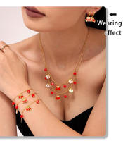 Lujoso collar de joyería temática brillante pendientes de pulsera Mujer impermeable Joyas de Maple inoxidable Exquisito conjunto - details 6
