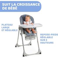 para niños de 6 meses a 3 años (15 kg), trona reclinable con altura y reposapiés ajustables, 4 ruedas, plegable, Azul - details 1
