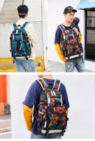 Mochilas impresas de moda para hombres y mujeres, estudiantes de secundaria y estudiantes de secundaria, interfaz usb, mochilas con patrones geométricos personalizados - details 4