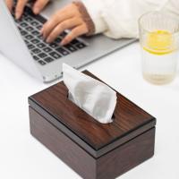 Caja de pañuelos de escritorio de madera de nogal de imitación, soporte para servilletas de madera Vintage, caja de almacenamiento de papel cuadrada de estilo Simple para el hogar - details 4