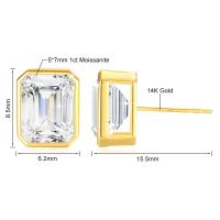 Pendientes de Moissanita de Oro 14k Corte de Esmeralda Joyería de Alta Calidad para Mujeres - details 1