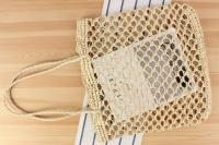 Bolsa tejida de hierba ahuecada hecha a mano, estilo Instagram, turismo de playa y vacaciones, cuerda de papel, un solo hombro - details 5