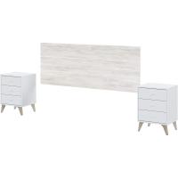 Noche, Cabecero para Cama de Matrimonio, Modelo Dulce, Blanco Artik y Blanco Velho, Medidas - details 0
