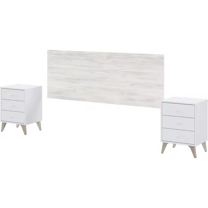 Noche, Cabecero para Cama de Matrimonio, Modelo Dulce, Blanco Artik y Blanco Velho, Medidas - 1