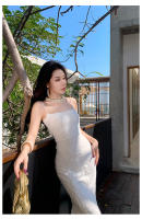 2025 vestido de vacaciones blanco marfil de noche elegante de estilo francés de gama alta falda camisola adelgazante ajustada - details 13