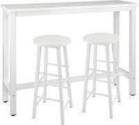 Conjunto de Mesa de Bar y 2 Taburetes, Muebles de Comedor, Mesa Alta y Taburetes de Bar, Barra Cocina y Salon, 140x40x100 cm, Metal + MDF, Roble Claro - details 45