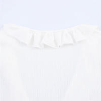 OUWU- 2025, Novedad De Verano, Producto, Ropa De Mujer, Moda Francesa, Decoración Apilada, Cuello En V, Manga Trompeta, Camisa, Top - details 5