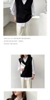 Suéter de mujer chaleco Otoño e Invierno coreano suelto negro cuello pico tejido chaleco sin mangas suéter de mujer - details 6