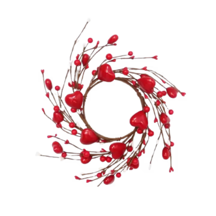 Corona Artificial en forma de corazón de 30cm, candelabro de corazón de baya de espuma romántica, corona roja hecha a mano para el Día de San Valentín, fiesta de boda - 1