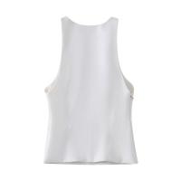 Blusa Sin Mangas a Rayas para Mujer OUWU Top Ajustado con Crema Lateral Ropa de Calle Elegante - details 5