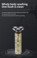 Kemei-afeitadora de Metal con Cabeza de Buda para hombre, máquina de afeitar Facial lavable, en seco y húmedo, 3 cabezales, recargable, 6710 - details 7