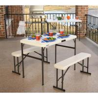 Mesa Pleg Crema 106,5x61x73,5cm C/2 Bancos - details 3