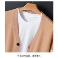 Cárdigan de lana importado australiano para hombre, chaqueta informal holgada con cuello en V para otoño e invierno, suéter de talla grande a rayas de colores a la moda - details 8