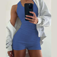 BUNO-chándales informales para Mujer, conjunto de 2 piezas, chalecos cortos elásticos con cuello en U y pantalones cortos acanalados, ropa deportiva concisa para gimnasio - details 33