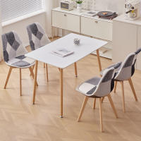 EGOONM-Sillas de comedor de estilo nórdico, Asientos tapizados de retazos con madera maciza, diseño elegante, color gris, 4 unidades - details 4