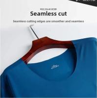 Conjunto de camiseta y pantalones cortos sin costuras de seda helada para hombre, ropa deportiva elástica de secado rápido con cuello redondo, ropa de dormir informal, ropa fina para el hogar - details 6
