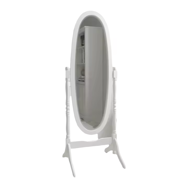 Espejo basculante Nishano Cheval, Espejo de vestidor con pedestal, tamaño grande, color blanco - 1