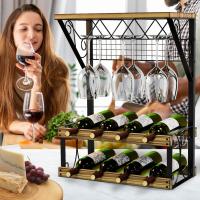 Botellero Vino Inspirador: Vinoteca 8 Botellas, Botellero de Estilo Rústico-Industrial, Garrafeira con Balda de Madera, Ideal para Amantes del Vino y Hogares con Poco Espacio - details 5
