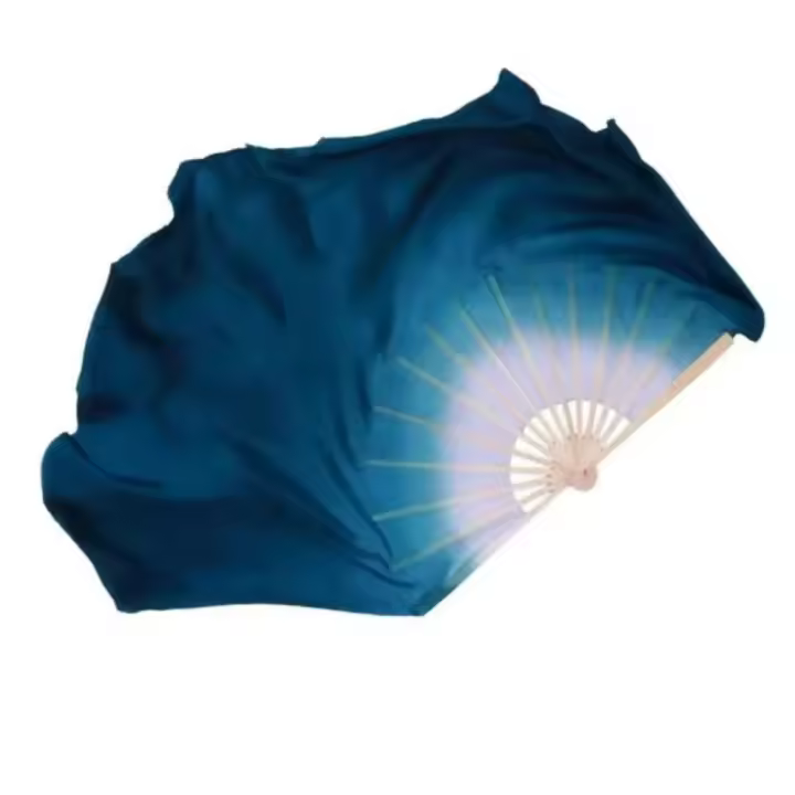 Abanico de danza clásica china creativa, abanico tradicional teñido a mano, velo extendido, abanico plegable de doble cara para adultos - 1