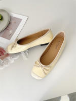 Nuevo francés suave estilo de hadas versátil cabeza cuadrada poco profunda boca arco plano zapatos de ballet solo zapatos - details 22